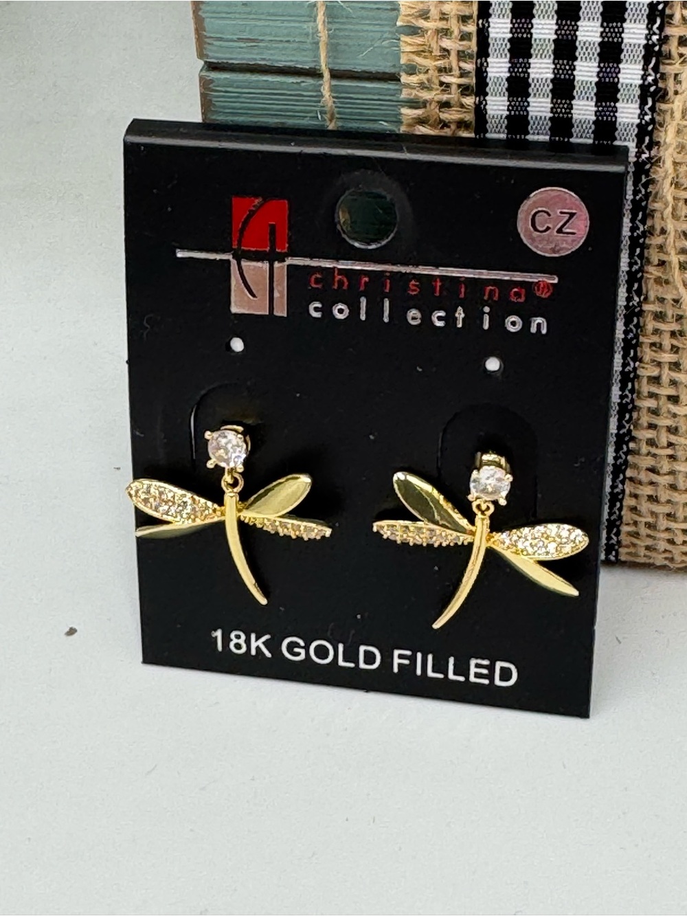 Christina Collection Dragonfly Earrings - Picture 2 of 3